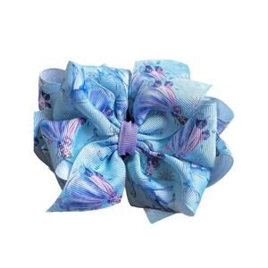 Double Stack Hair Bow BuggaBooBows 6"bow and 5"‎ bow Frozen Purple Blue